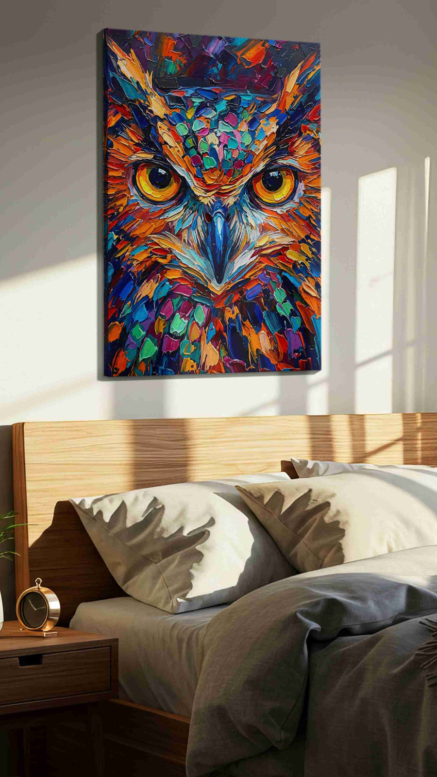 Vibrant Gaze of the Nocturnal - Bird Wall Art, Avian Canvas Print, Nature Bird Art