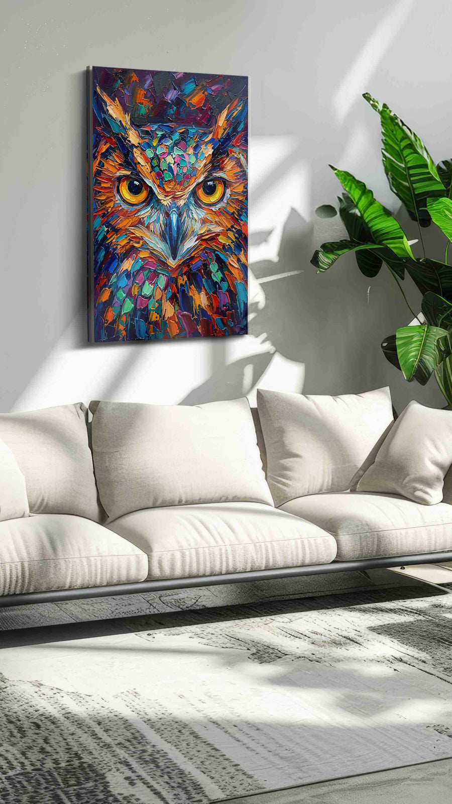 Vibrant Gaze of the Nocturnal birds canvas print, hanging on wall