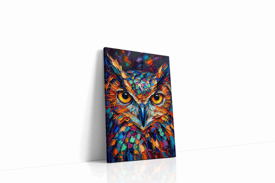 Vibrant Gaze of the Nocturnal birds canvas print gallery-wrapped portrait canvas studio shot