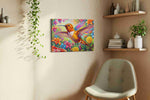 Whispers of Radiant Flight birds canvas print, displayed in a living room