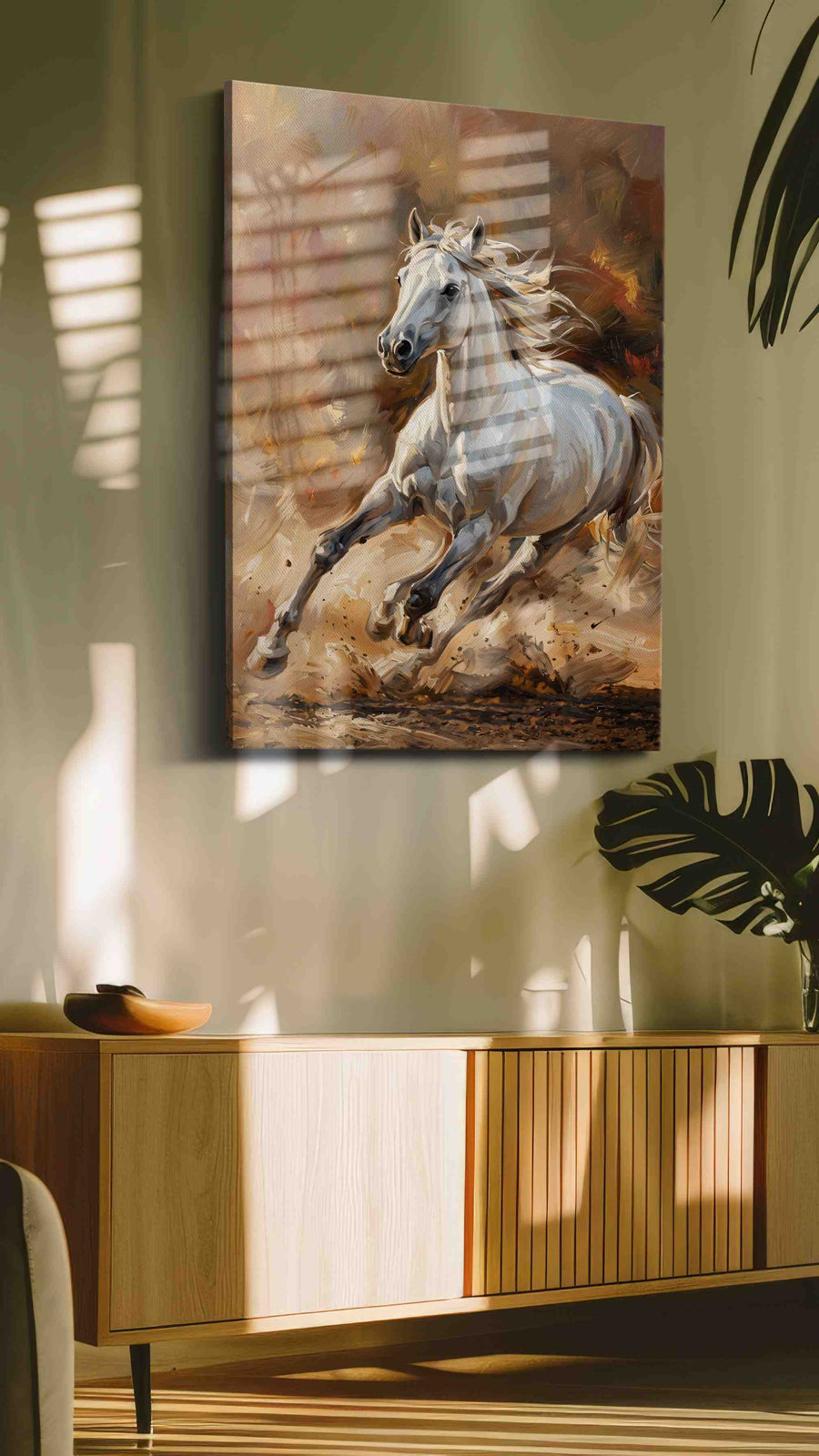 Eclipse of Freedom horses canvas print in a contemporary interior mockup