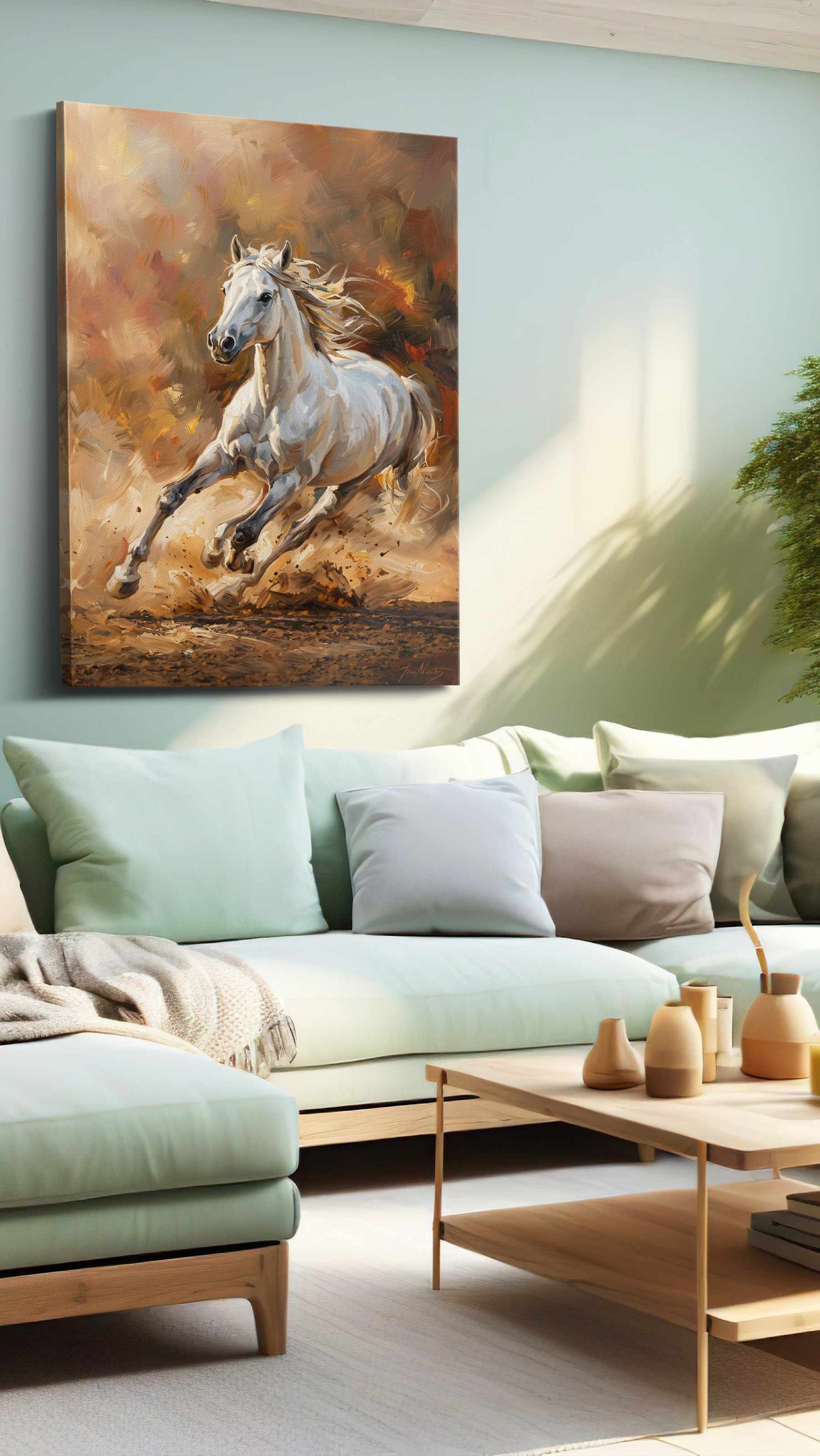Eclipse of Freedom horses canvas print, hanging on wall