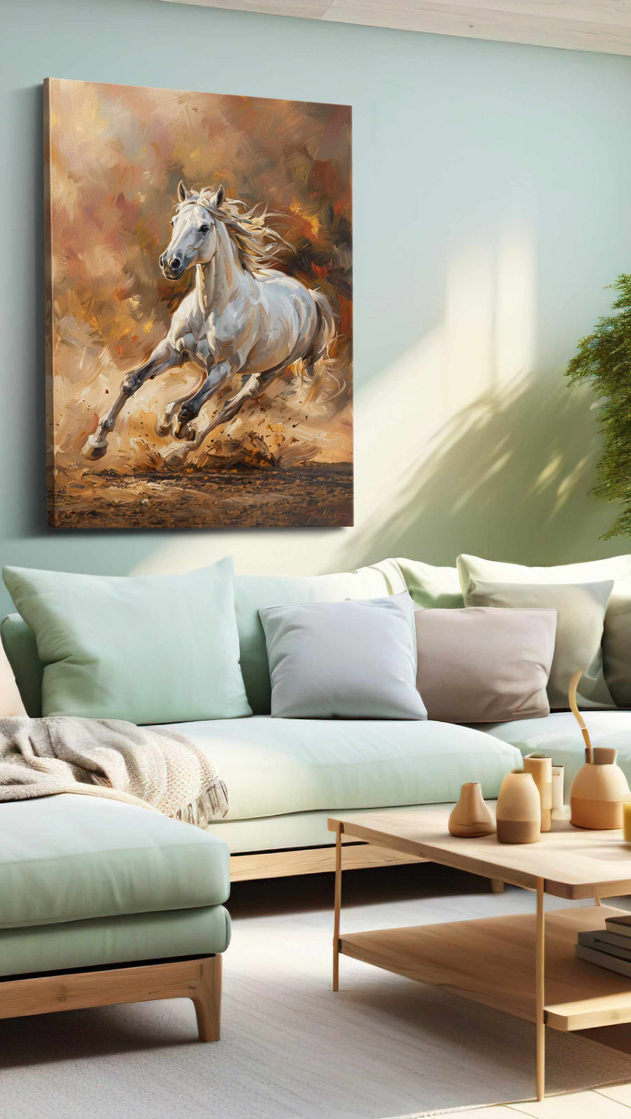 Eclipse of Freedom horses canvas print, hanging on wall