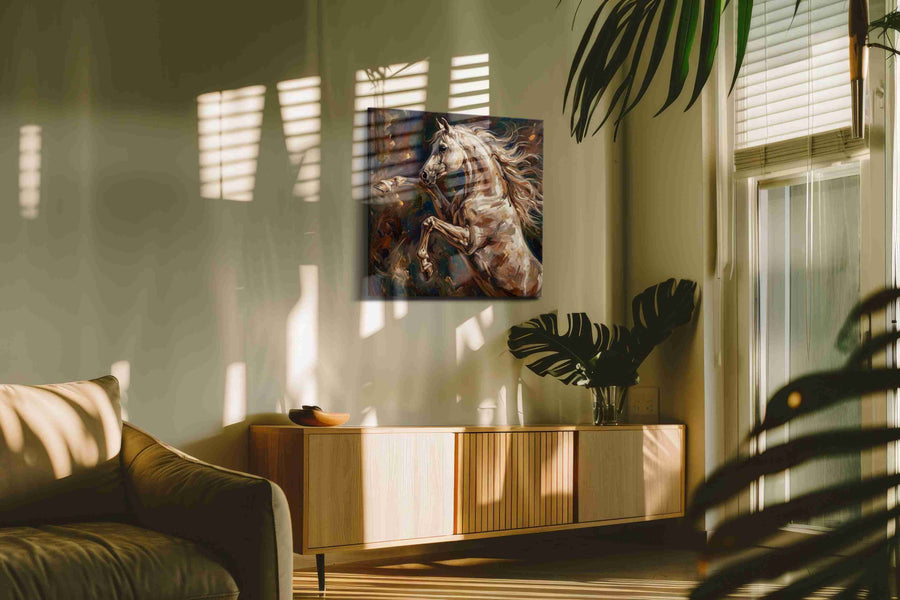 Ethereal Stallion Symphony horses canvas print in a hung canvas mockup
