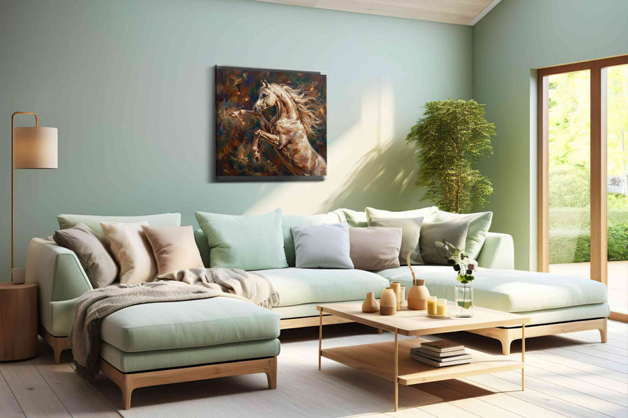 Ethereal Stallion Symphony horses canvas print, hanging on wall