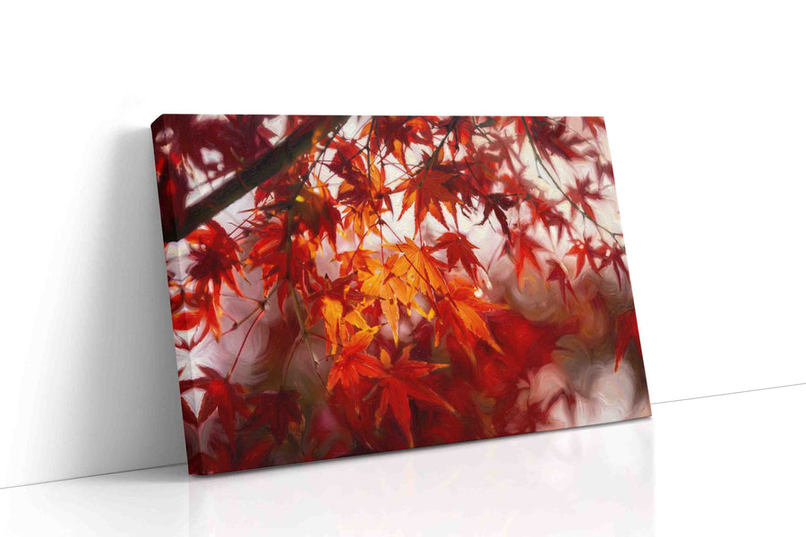 Crimson Whispers in the Breeze leaves canvas print gallery-wrapped landscape canvas studio shot