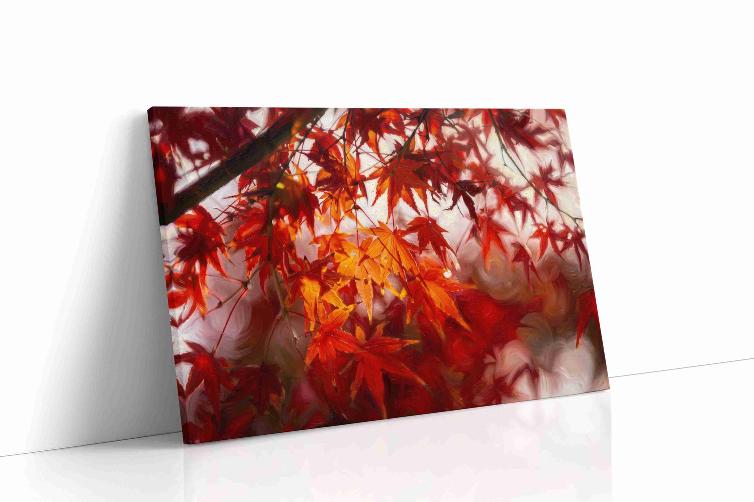 Crimson Whispers in the Breeze leaves canvas print, gallery-wrapped, ready to hang