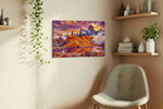 Eternal Dusk Over Alpine Dreams mountain canvas print, hanging on wall — view 2