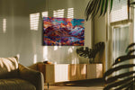 Ethereal Peaks of Dawn mountain canvas print, on wall, lifestyle preview