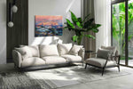 Whisper of Alpine Dawn mountain canvas print in a modern interior mockup