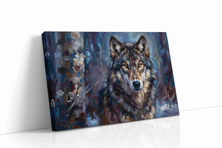 Ethereal Guardian of Winter wolf canvas print gallery-wrapped landscape canvas studio shot