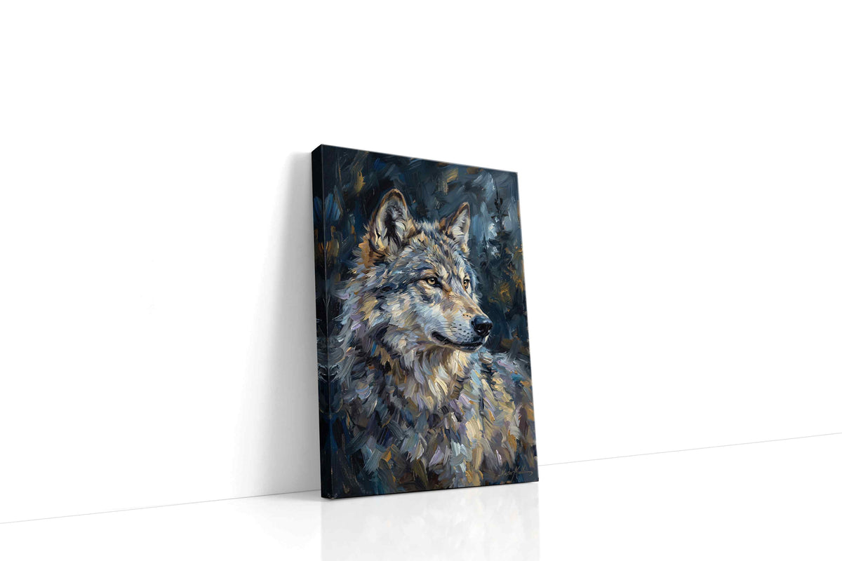 Lunar Majesty The Silent Sentinel wolf canvas print gallery-wrapped portrait canvas studio shot