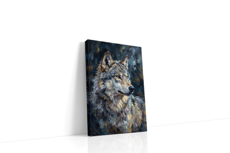 Lunar Majesty The Silent Sentinel wolf canvas print gallery-wrapped portrait canvas studio shot