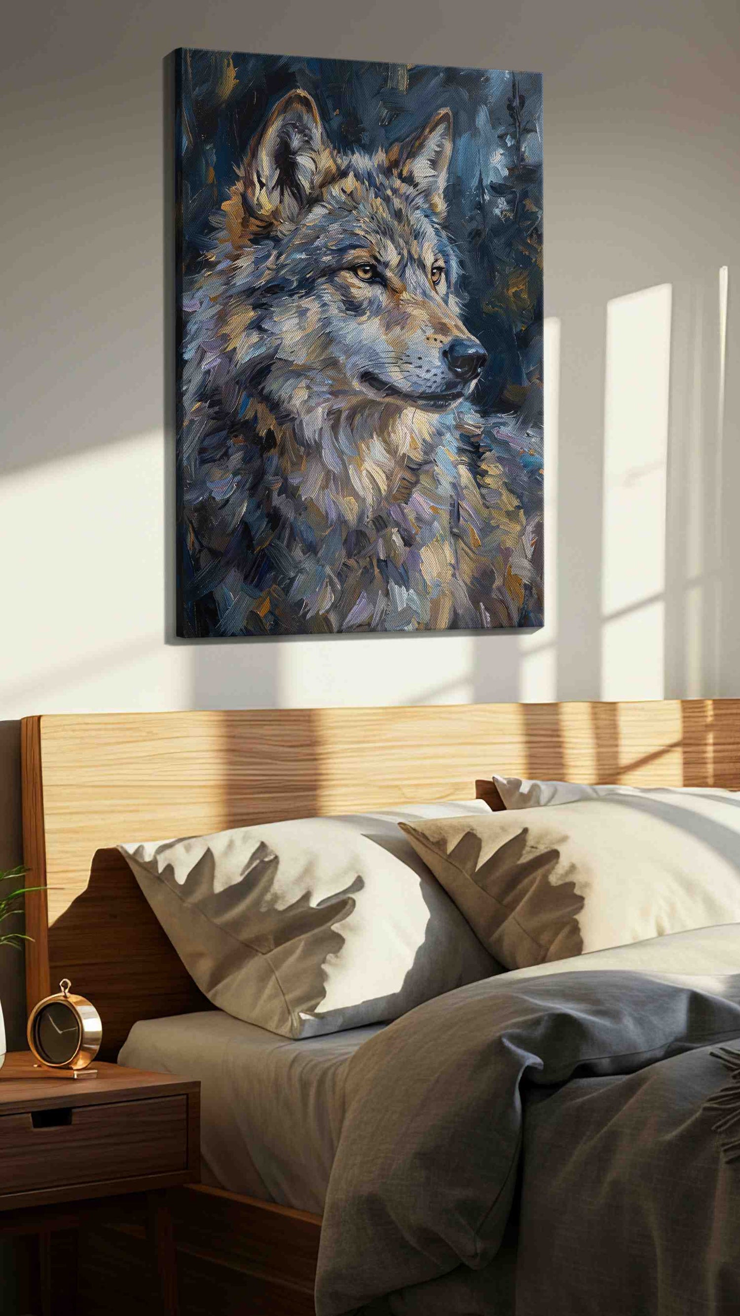 Lunar Majesty The Silent Sentinel - Wolf Wall Art, Wildlife Canvas Print, Nature Predator Art