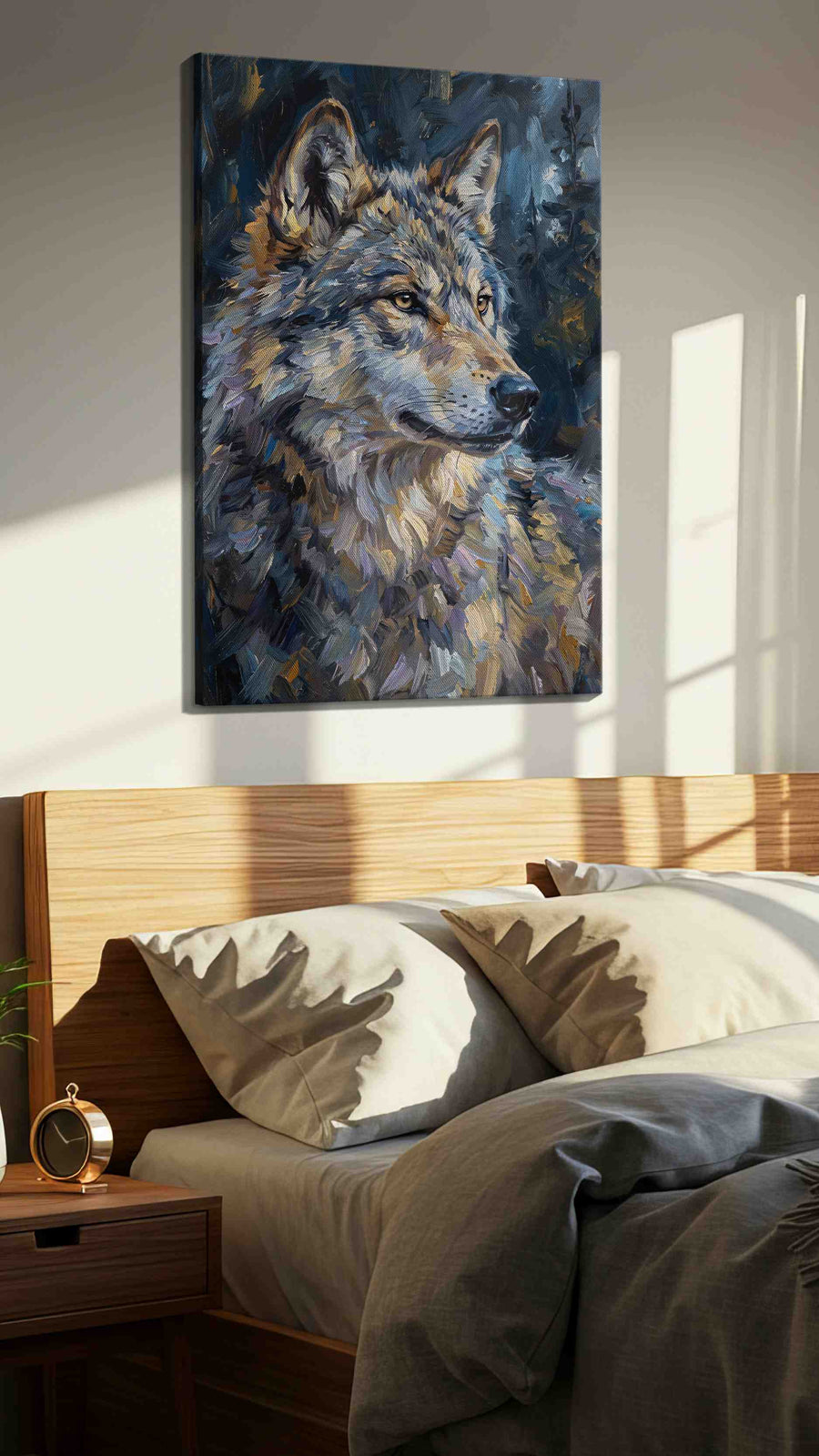Lunar Majesty The Silent Sentinel - Wolf Wall Art, Wildlife Canvas Print, Nature Predator Art