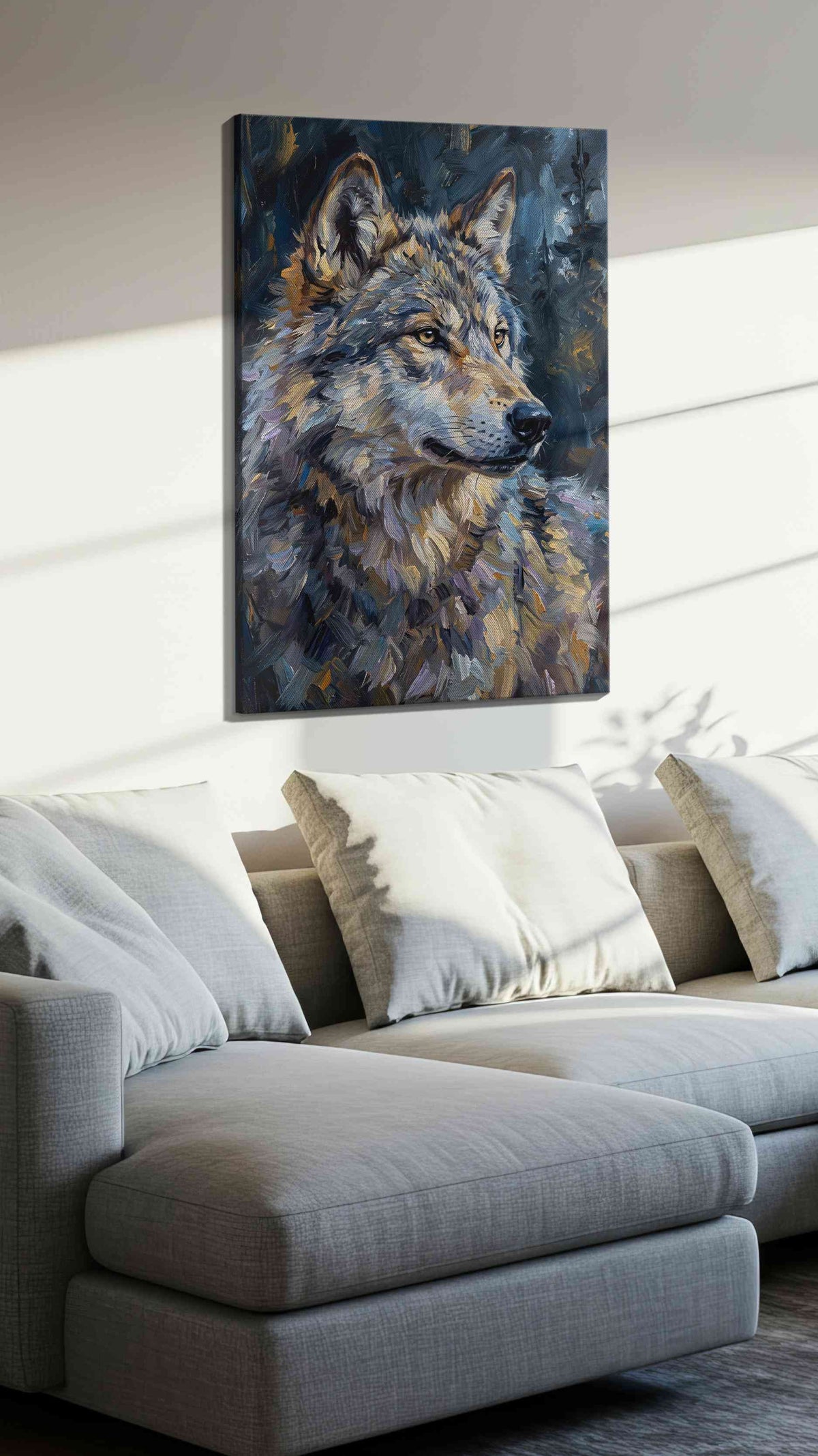 Lunar Majesty The Silent Sentinel wolf canvas print, gallery-wrapped, ready to hang — view 2
