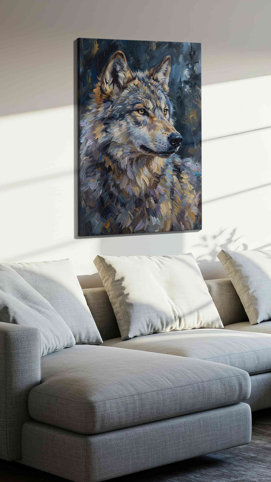 Lunar Majesty The Silent Sentinel wolf canvas print, gallery-wrapped, ready to hang — view 2