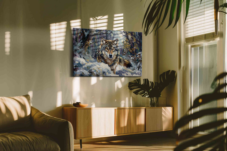 Solitude of the Winter Guardian - Wolf Wall Art, Wildlife Canvas Print, Nature Predator Art