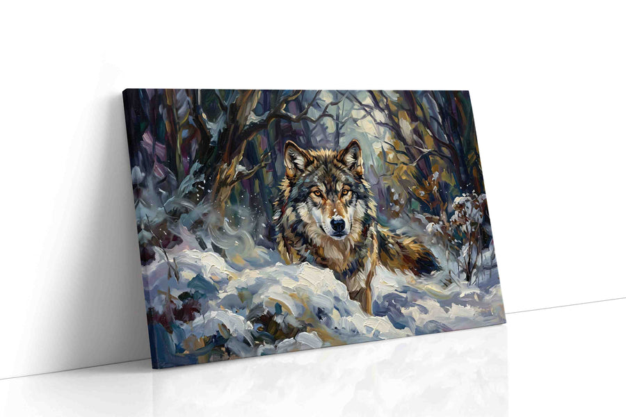 Solitude of the Winter Guardian wolf canvas print, gallery-wrapped, ready to hang