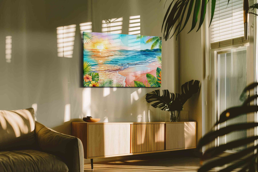 Coral Dawn Reverie - Beach Wall Art, Coastal Canvas Print, Tropical Decor