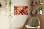 Ember Palms at Dusk beach canvas print in a living room scene