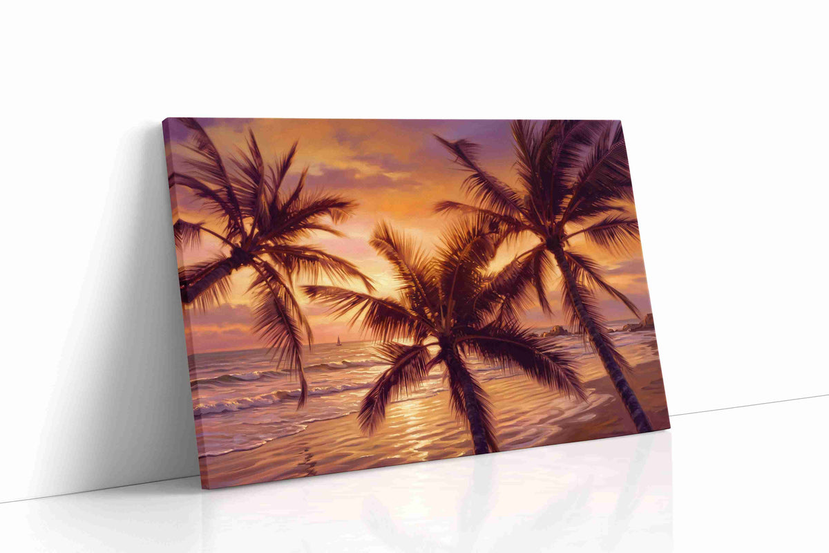 Ember Palms at Dusk beach canvas print gallery-wrapped landscape canvas studio shot