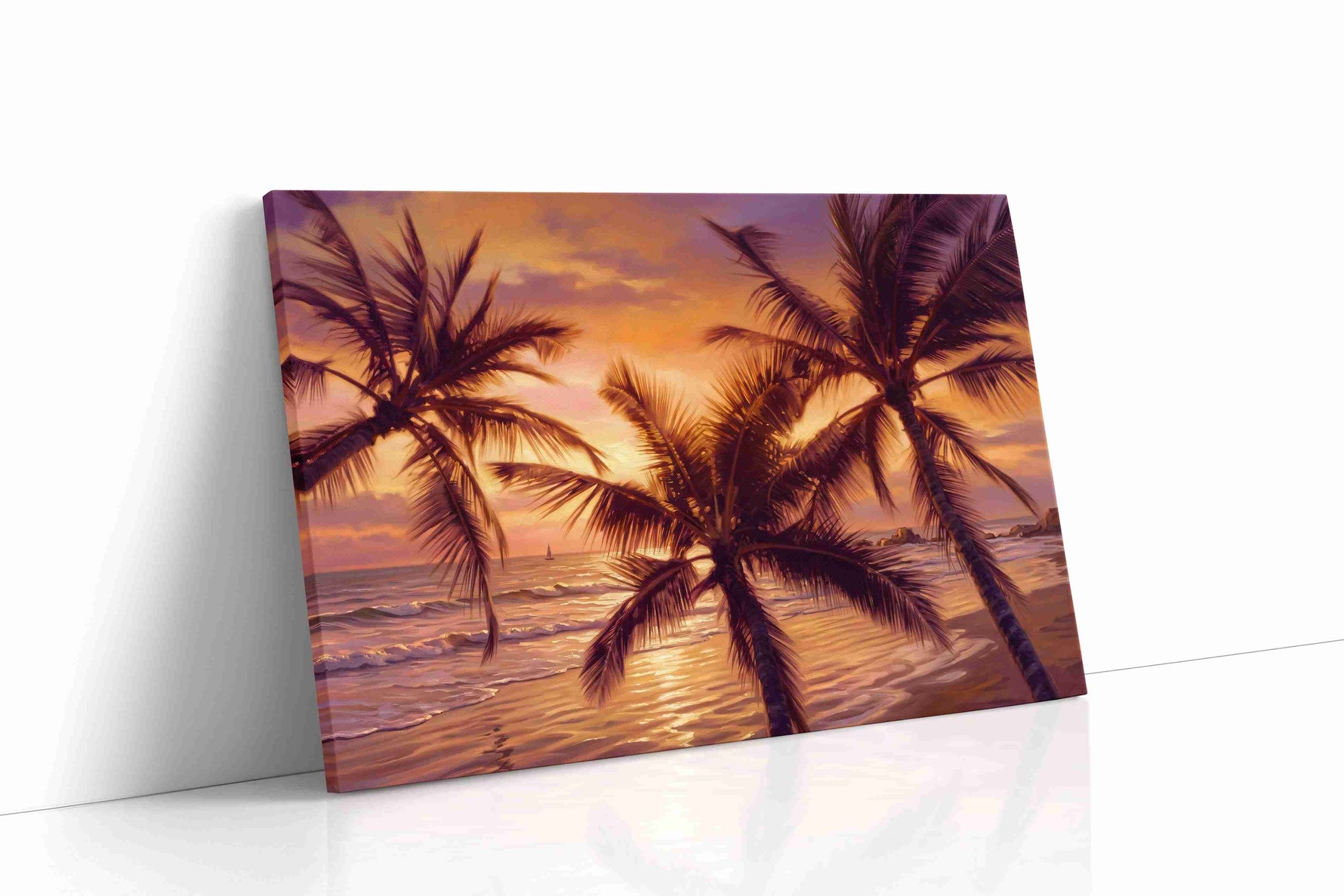 Ember Palms at Dusk beach canvas print gallery-wrapped landscape canvas studio shot