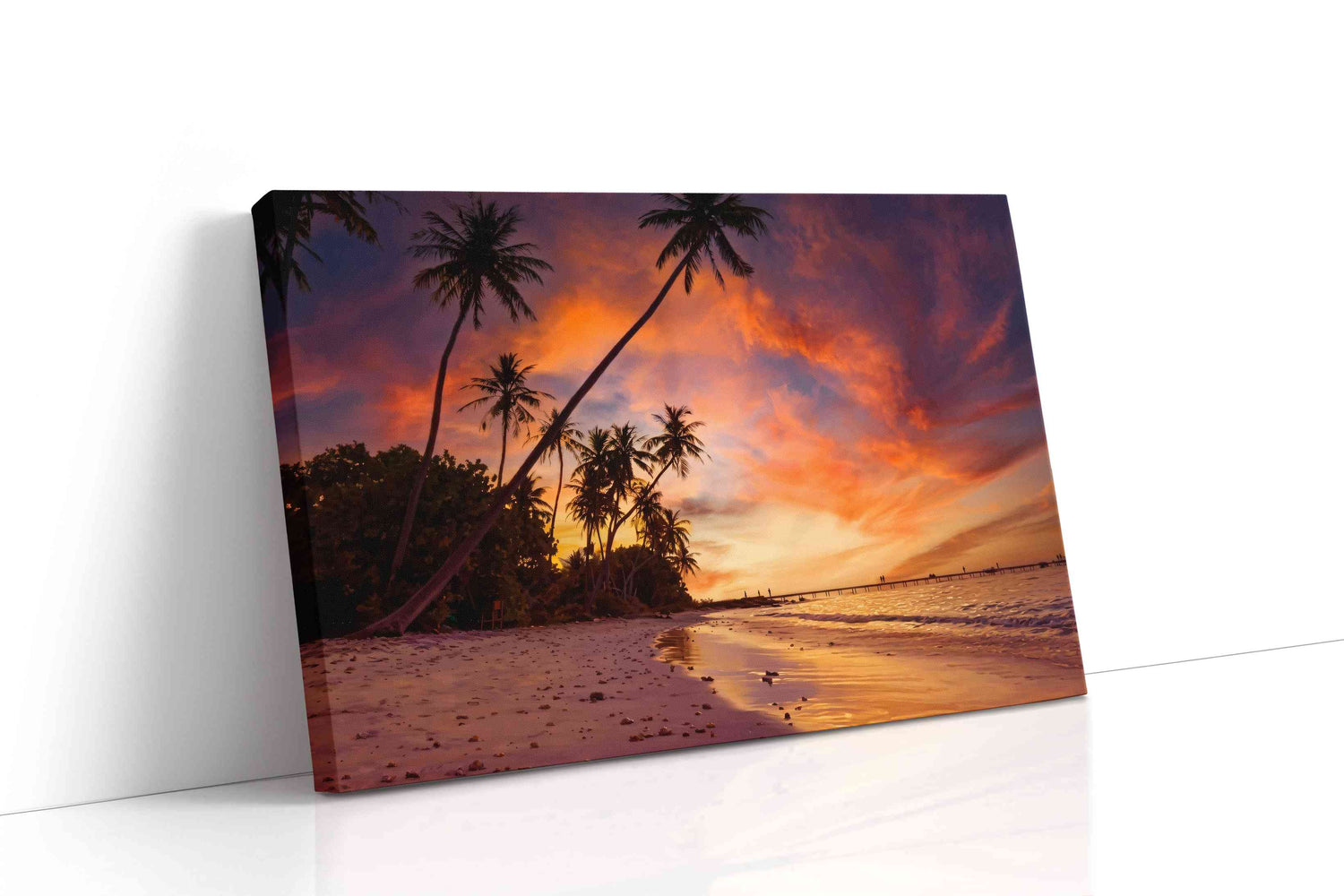 Ember Palms at Dusk II beach canvas print, gallery-wrapped, ready to hang