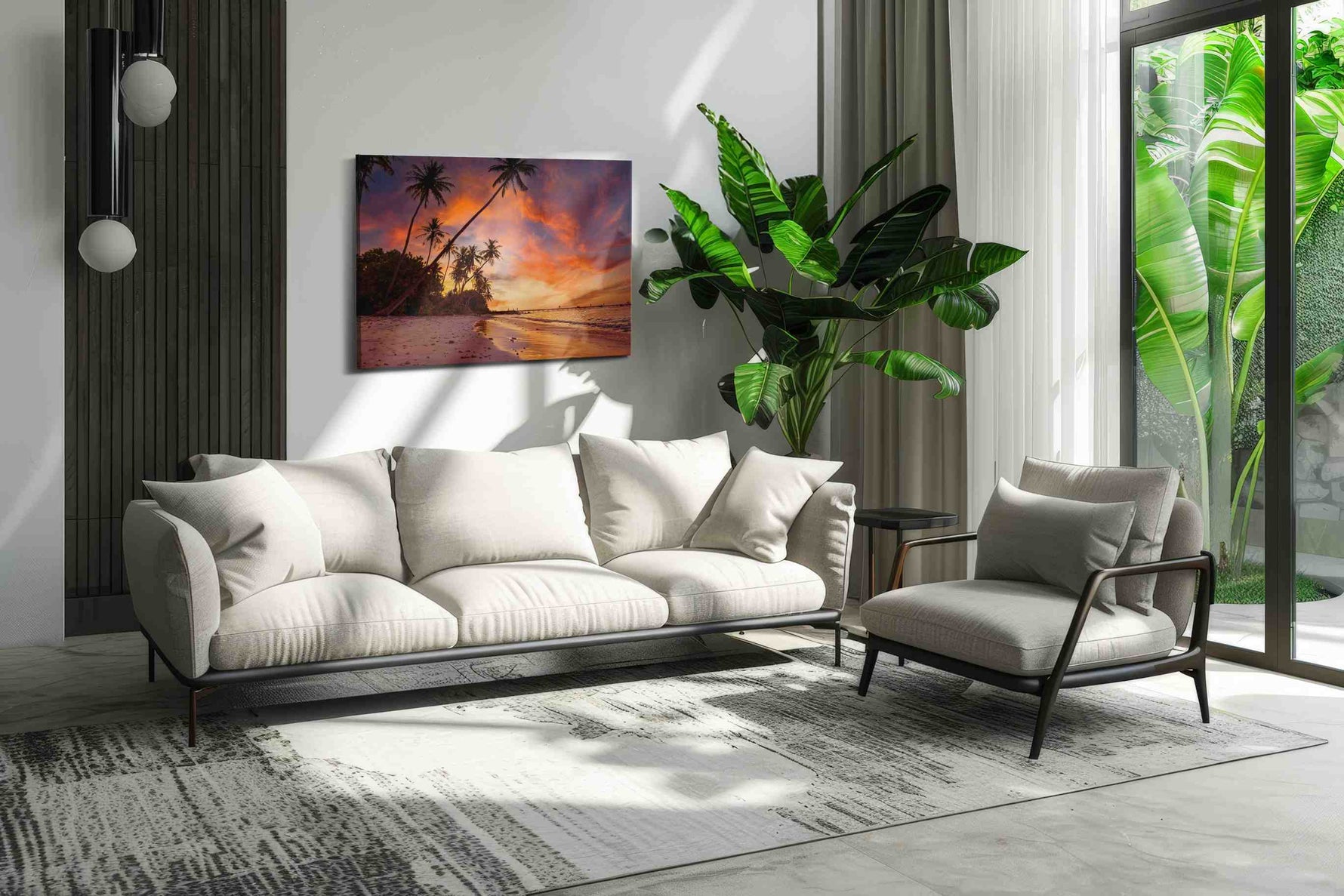 Ember Palms at Dusk II - Beach Wall Art, Coastal Canvas Print, Tropical Decor