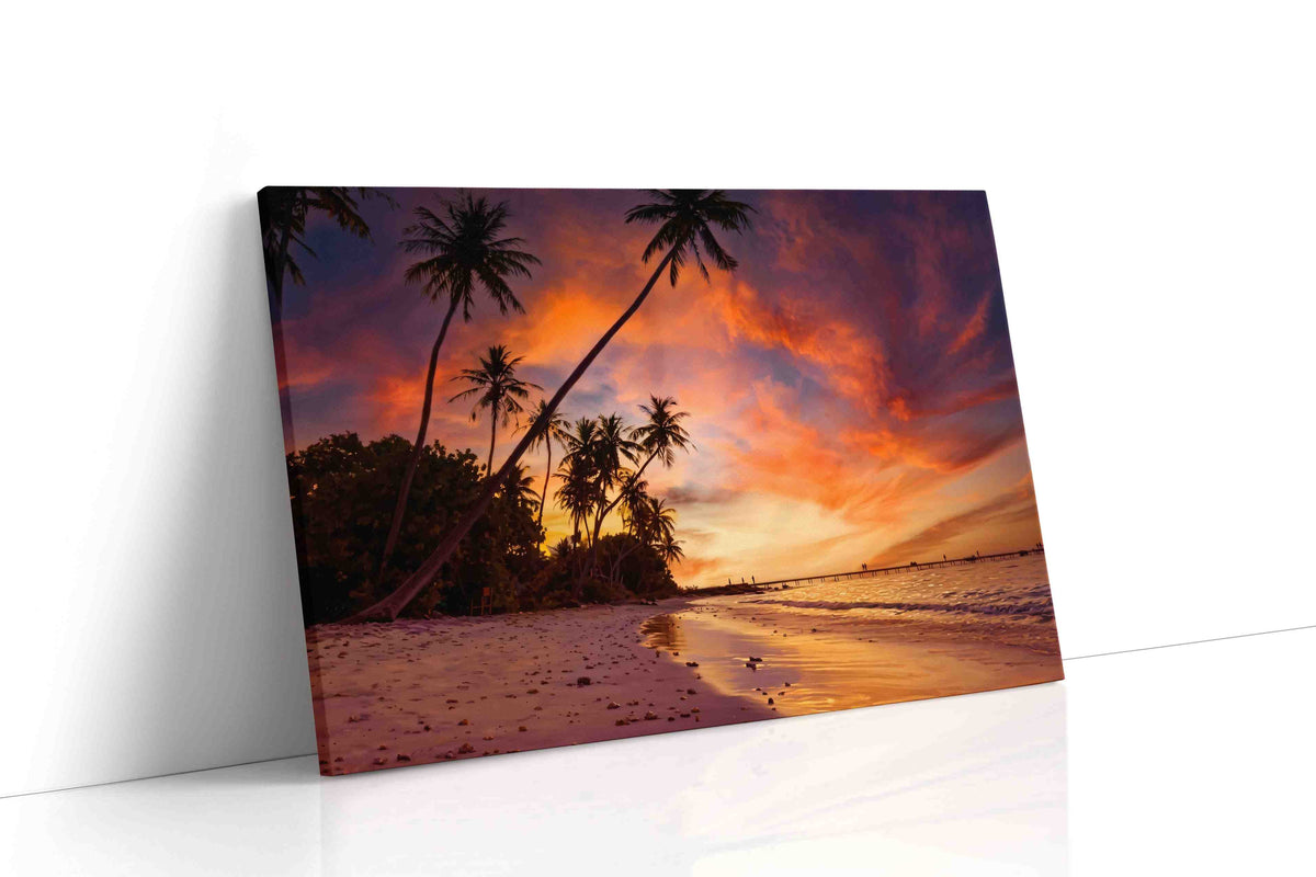 Ember Palms at Dusk II beach canvas print gallery-wrapped landscape canvas studio shot