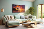 Ember Palms at Dusk II beach canvas print, hanging on wall