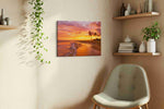 Ember Tide Reverie beach canvas print in a living room scene