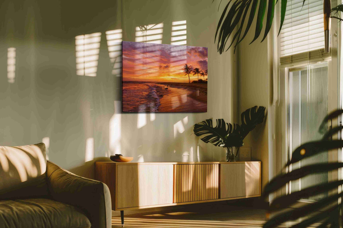 Ember Tide Reverie beach canvas print, on wall, lifestyle preview