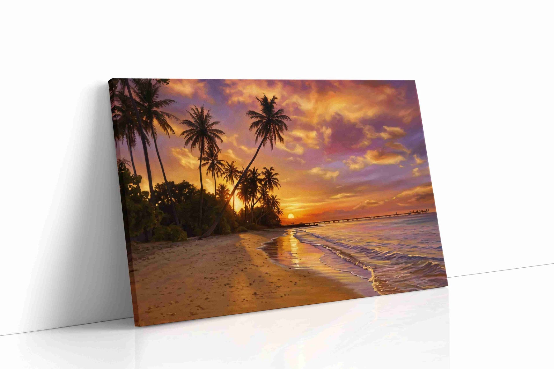 Ember Tide at Palmsreach beach canvas print gallery-wrapped landscape canvas studio shot