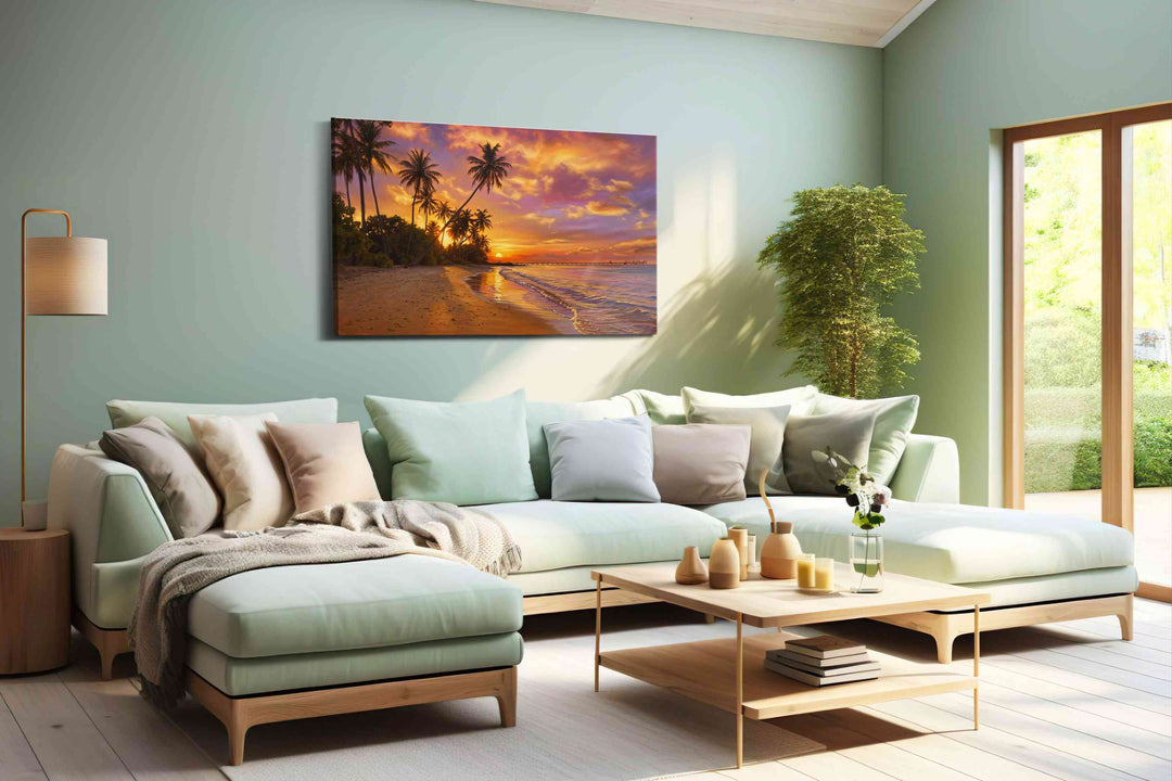 Ember Tide at Palmsreach - Beach Wall Art, Coastal Canvas Print, Tropical Decor