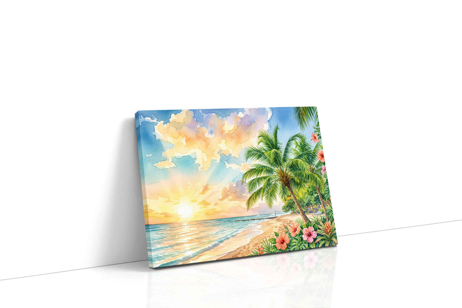 Hibiscus Tide Reverie beach canvas print, gallery-wrapped, ready to hang