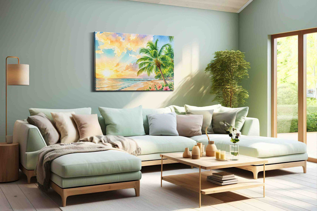 Hibiscus Tide Reverie - Beach Wall Art, Coastal Canvas Print, Tropical Decor
