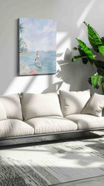 Pastel Tide Reverie beach canvas print, on wall, lifestyle preview