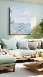 Pastel Tide Reverie beach canvas print, hanging on wall