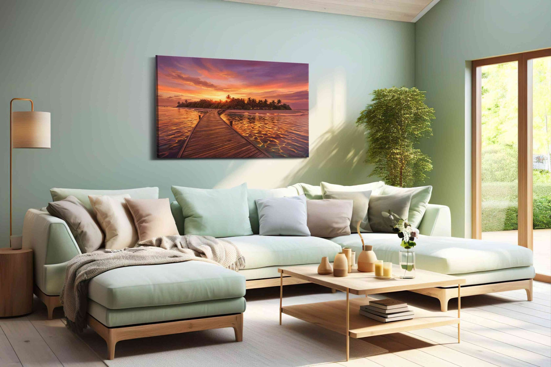 Sunlit Passage to Paradise beach canvas print, hanging on wall