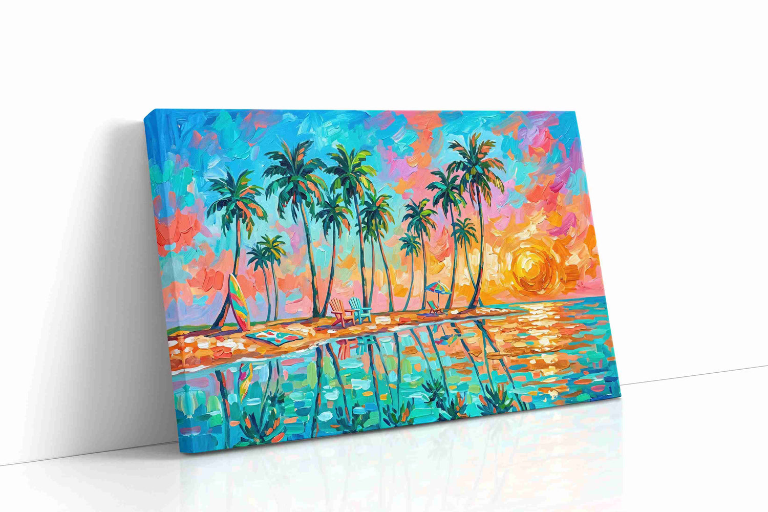 Sunset Palms Reverie beach canvas print, gallery-wrapped, ready to hang