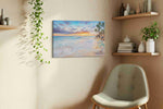 Sunset Whispers at Palm Cove beach canvas print, hanging on wall — view 3