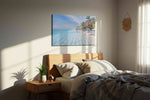 Whispers of Turquoise Tide beach canvas print, displayed in a bedroom