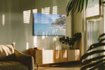 Whispers of Turquoise Tide beach canvas print in a hung canvas mockup