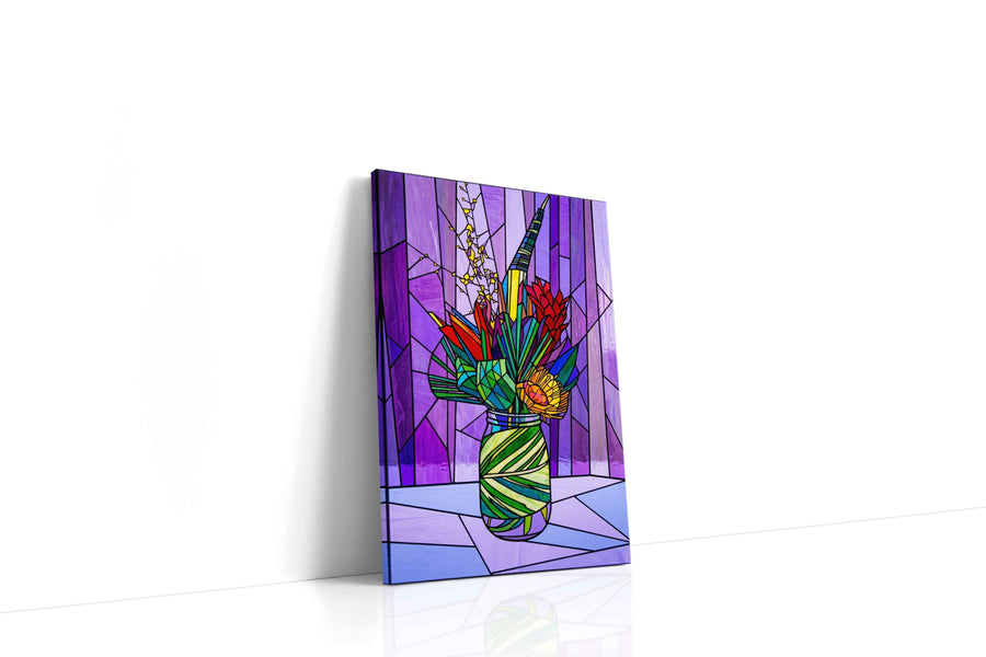 Amethyst Garden Mosaic floral canvas print gallery-wrapped portrait canvas studio shot