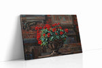 Crimson Blossoms on Brick floral canvas print gallery-wrapped landscape canvas studio shot
