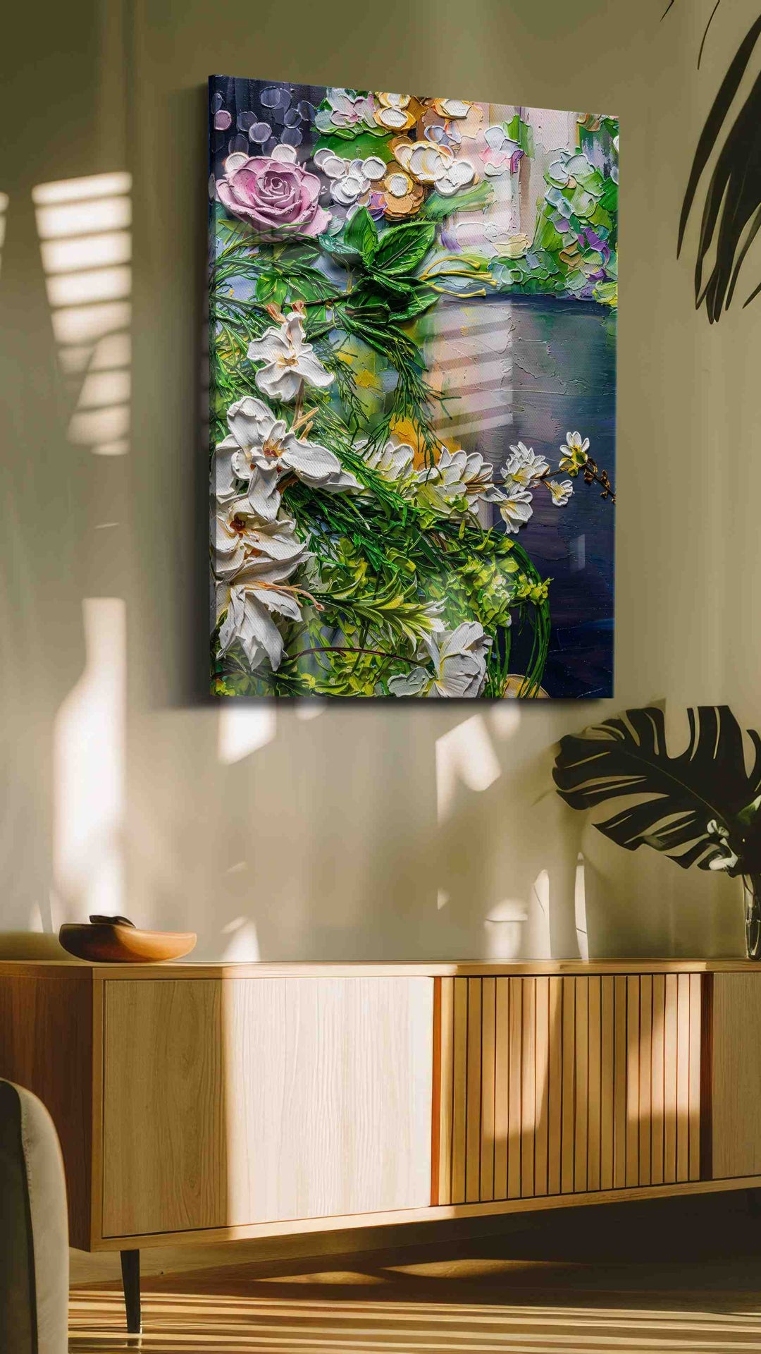 Moonlit Petals in Reverie - Floral Canvas Print, Botanical Wall Art, Flower Canvas Art