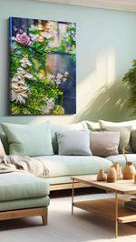 Moonlit Petals in Reverie floral canvas print, hanging on wall
