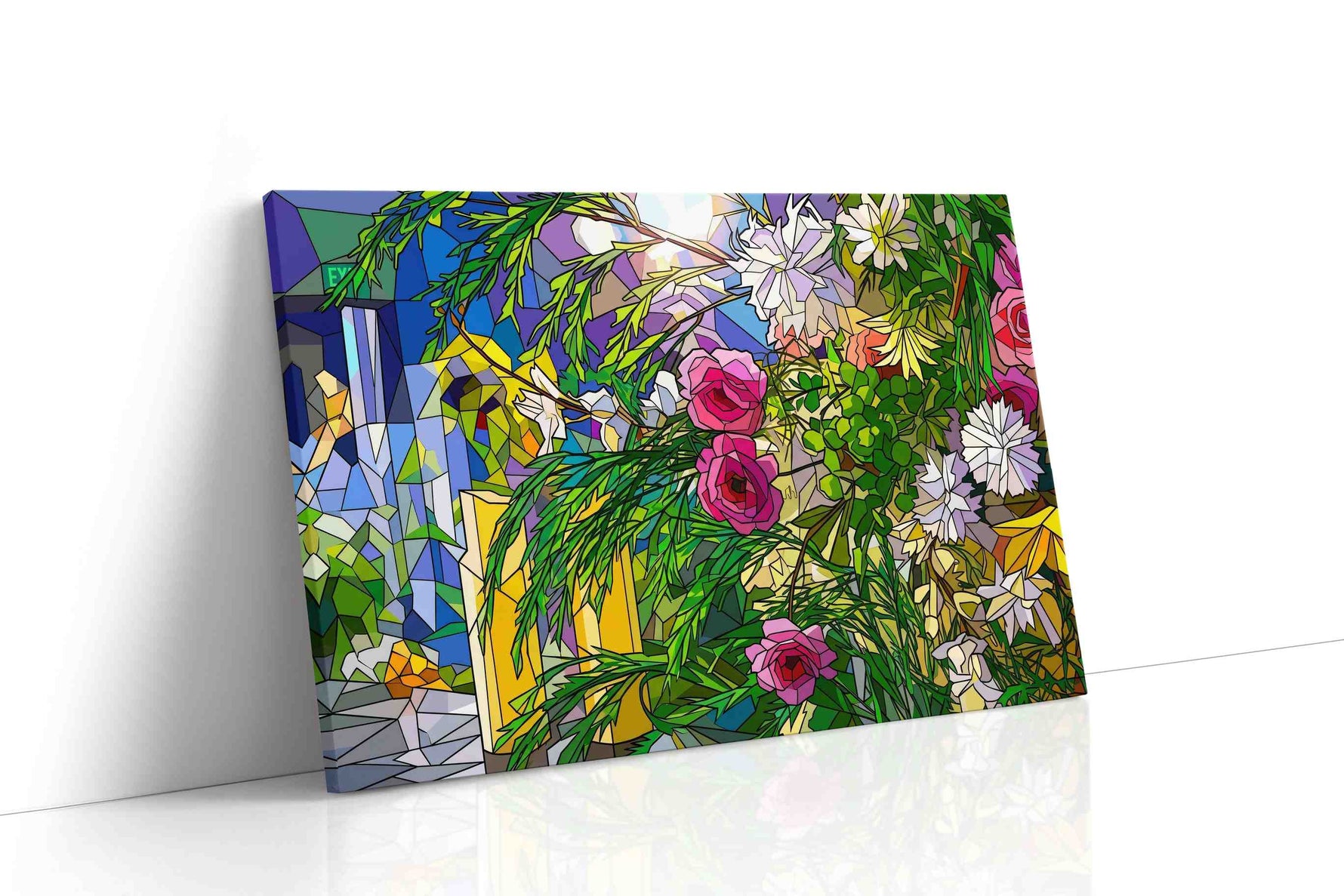 Roseglass Reverie floral canvas print, gallery-wrapped, ready to hang