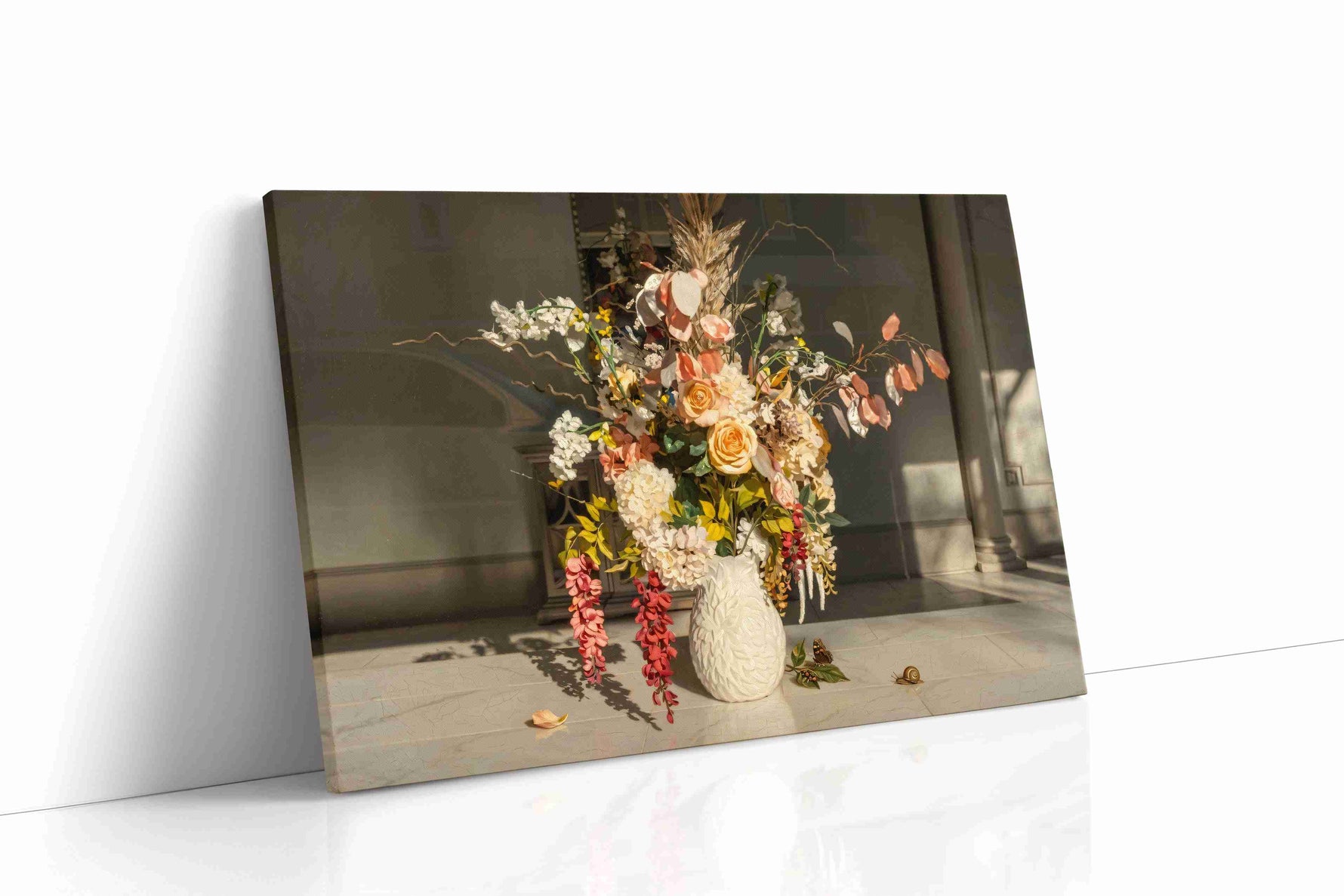 Sunlit Whispers of Petals floral canvas print gallery-wrapped landscape canvas studio shot